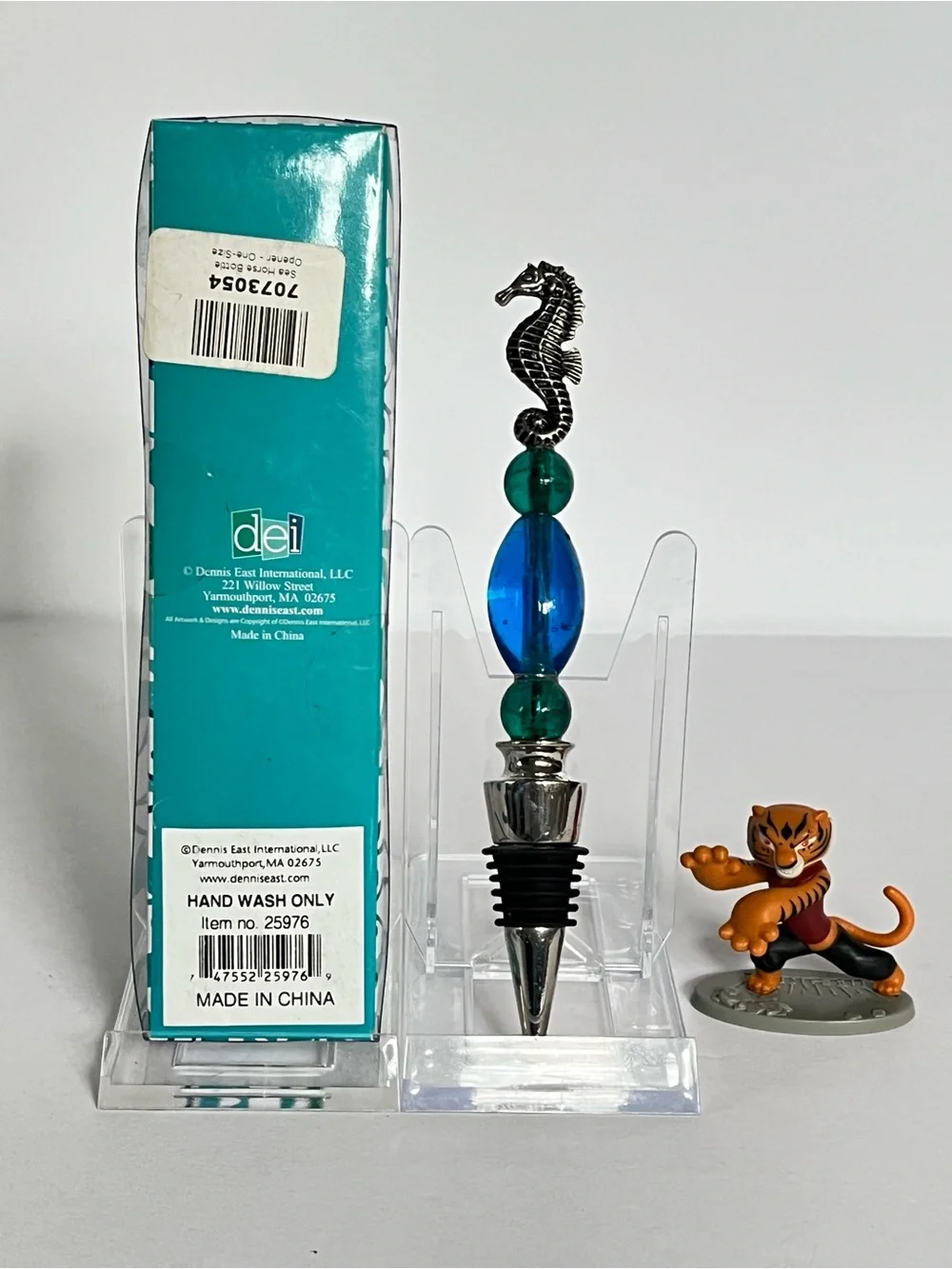 Seahorse Wine Stopper and Bottle Opener Set –Art Glass Beaded Barware Gift